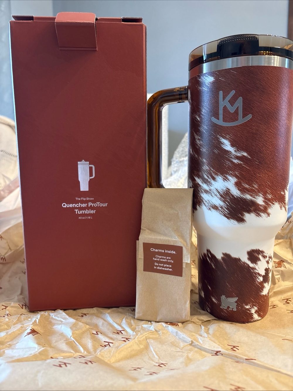 Kasey Musgraves Stanley Quencher ProTour Tumbler - Brown Cowhide Pattern